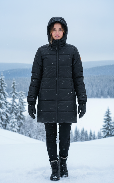 Dámský dlouhý kabát černý  Wichita